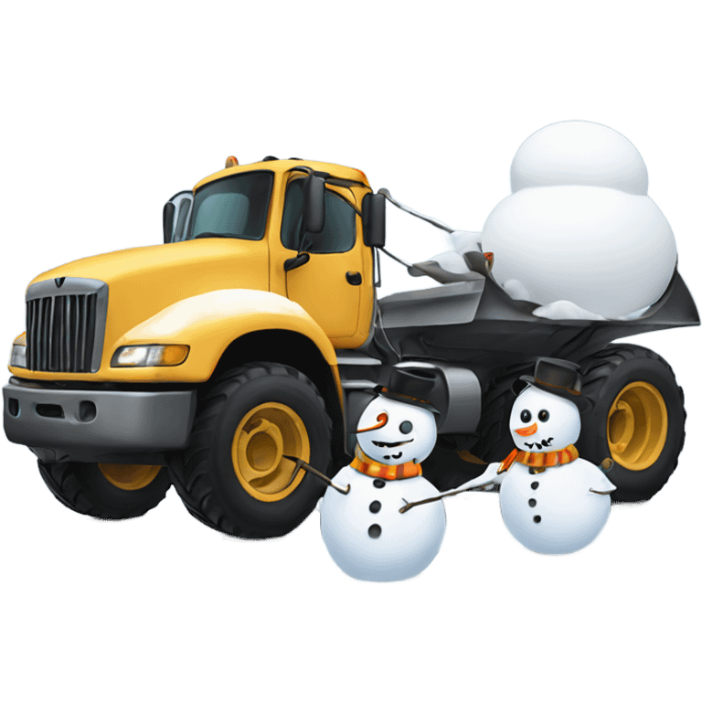 Plow truck pushing snowman emoji