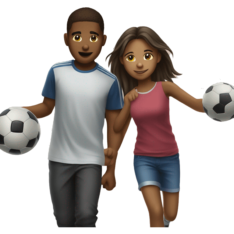 13 year old boy playing soccer with a 12 year old girl and they’re dating emoji