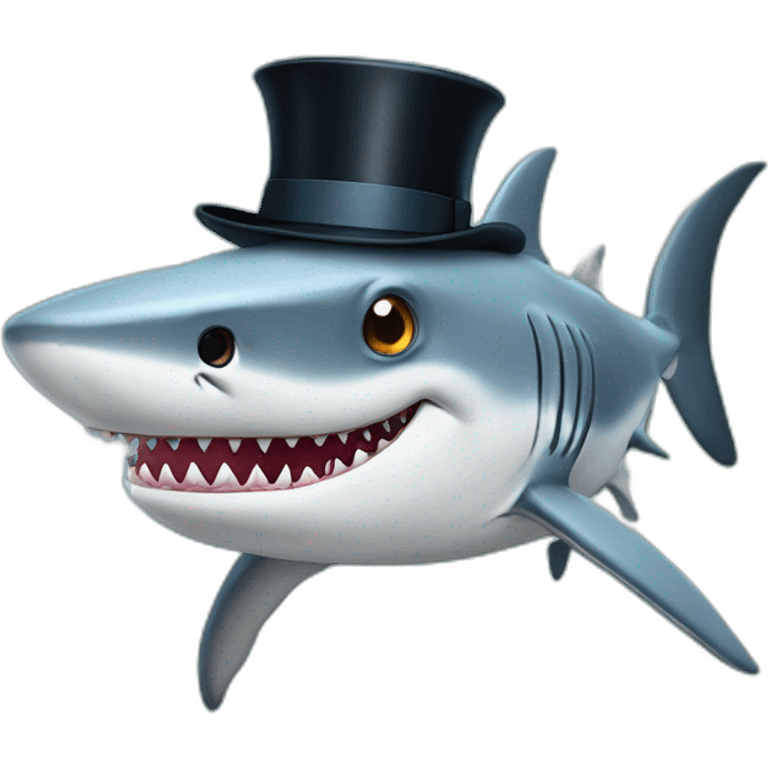 Shark with a top hat emoji