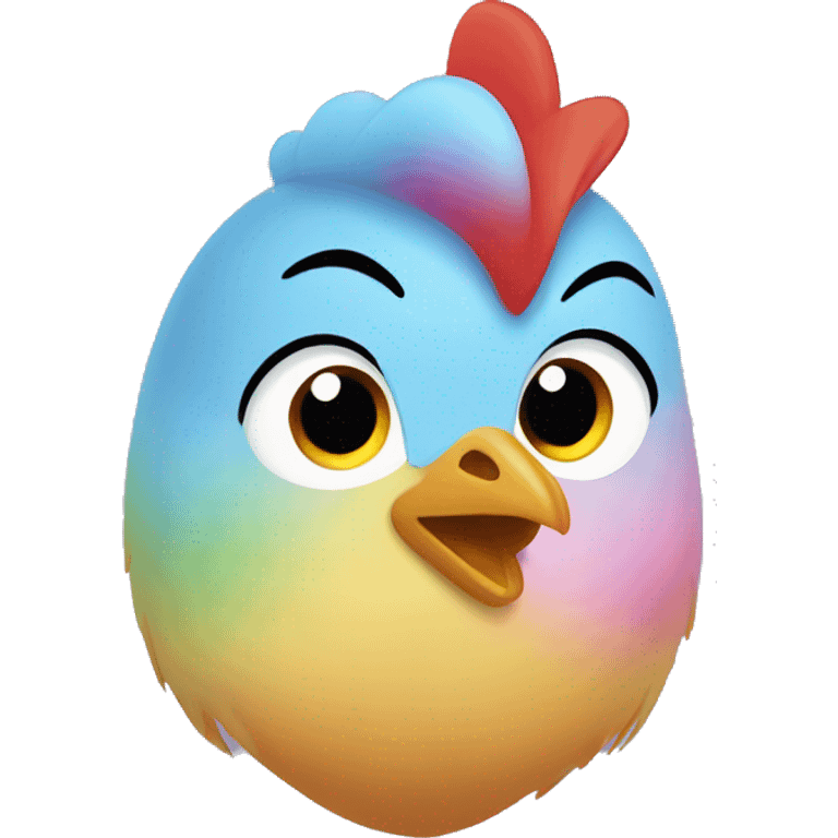 Five colored chickens emoji