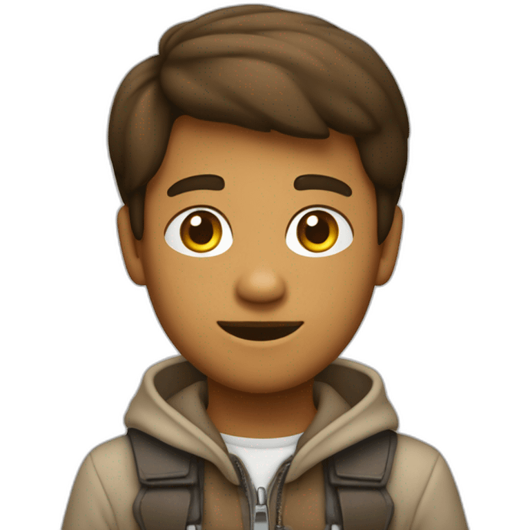 un garcon brun qui est sur son mac emoji