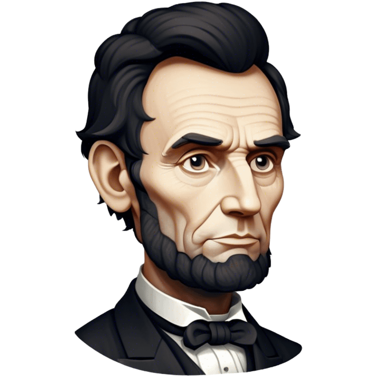 Cinematic Realistic Abraham Lincoln Portrait Emoji, depicted as a stoic iconic statesman with a tall dignified silhouette and thoughtful expression, rendered with detailed textures and dramatic historical lighting that captures his timeless presence. emoji