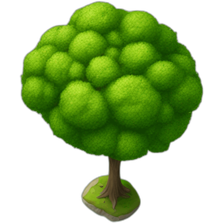 Tree as seen from the sky, looked down from the top, simplified and photorrealistic emoji