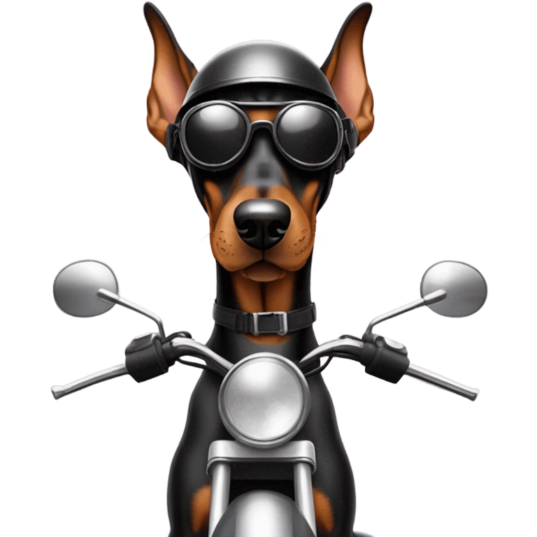 Doberman riding motorcycle emoji