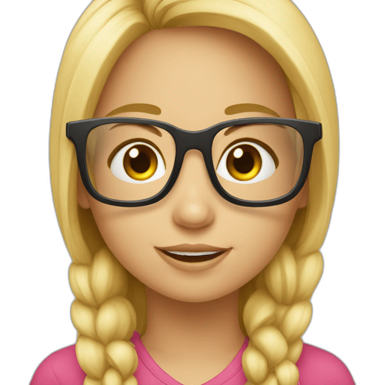 Una chica rubia de 7 años con gafas emoji