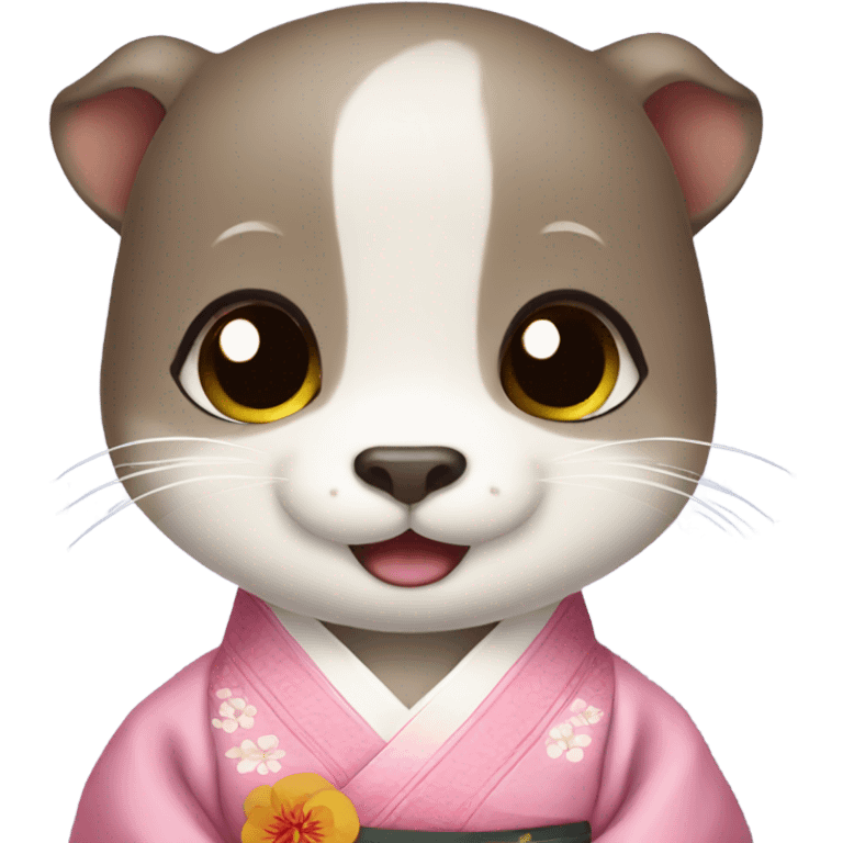 a baby otter face wearing traditional korean hanbok emoji