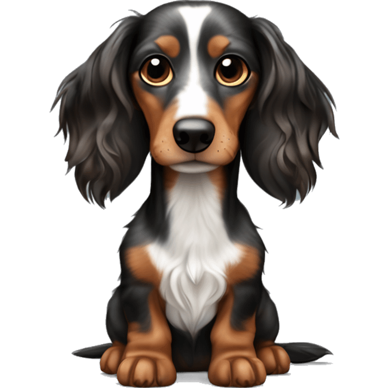 Black & brown Merle long haired Dachshund full body emoji