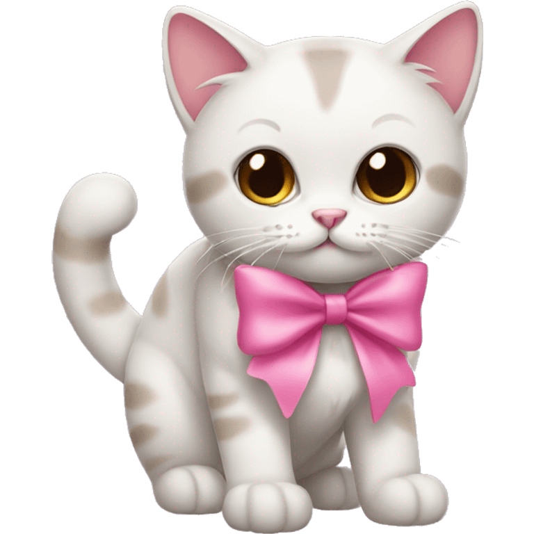 Cat with a pink bow emoji