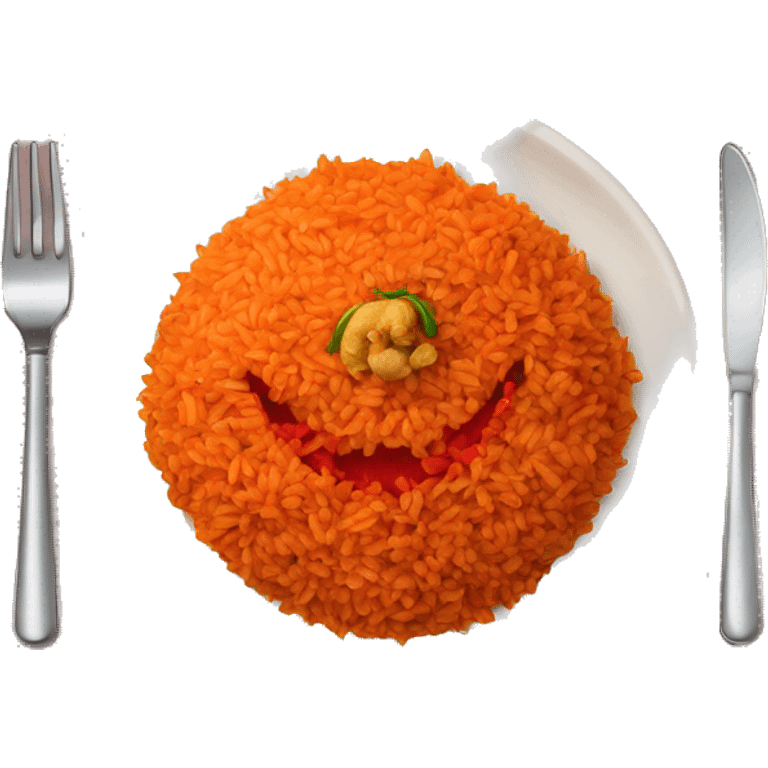 Plate of Jollof Rice with Pepper,corotte and tuba emoji