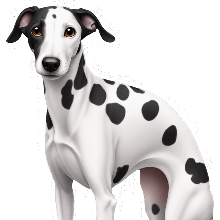 Black and white white withblack spots whippet dog
 emoji