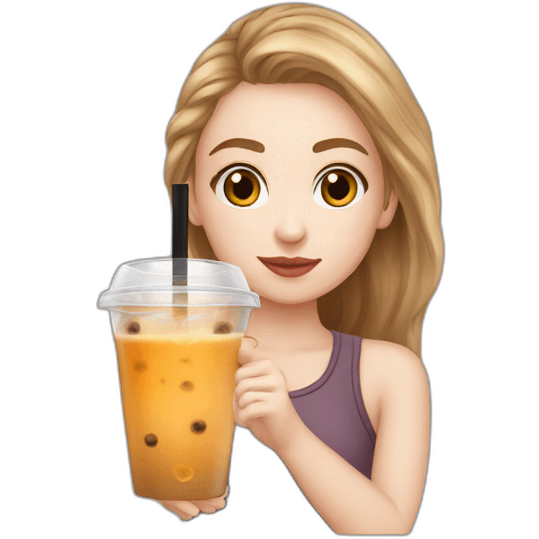 whitegirl-brownlocks-drinking-bubbletea emoji