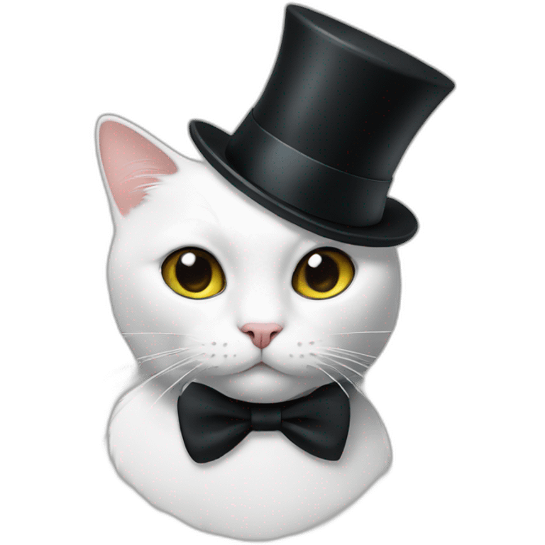 White and black cat with a top hat emoji