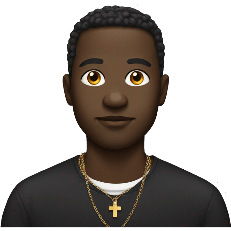 Black male portrait with cross necklace emoji