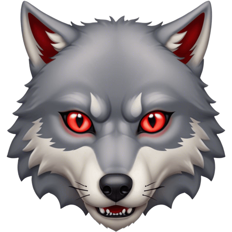 Evil Aggressive Grey Wolf with red eyes emoji