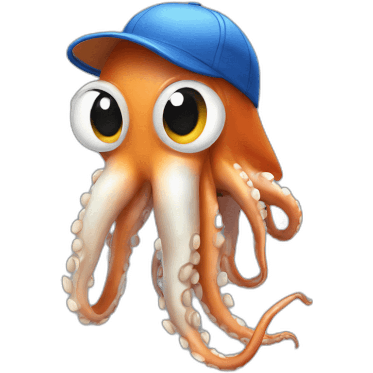 Squid wearing a baseball cap emoji