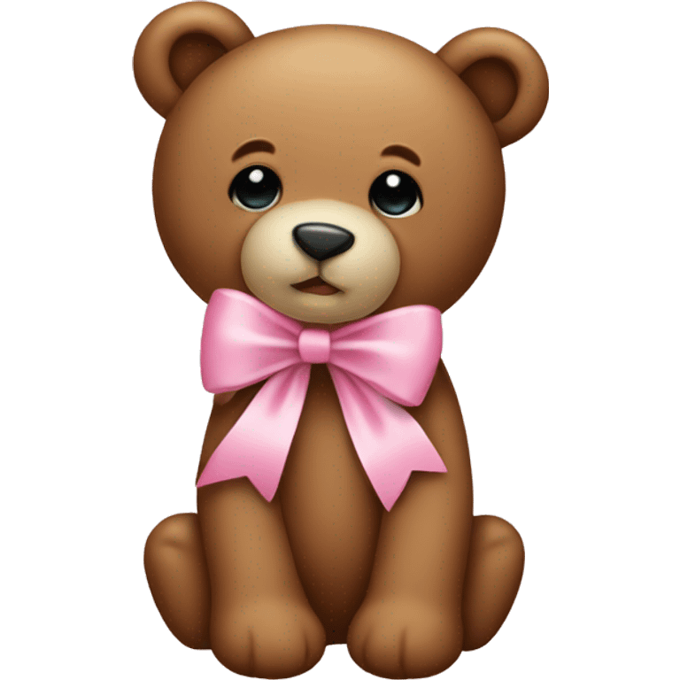 Teddy bear with a baby pink bow Christmas  emoji