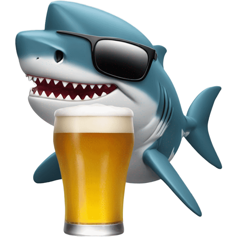 shark with a beer and sunglasses emoji