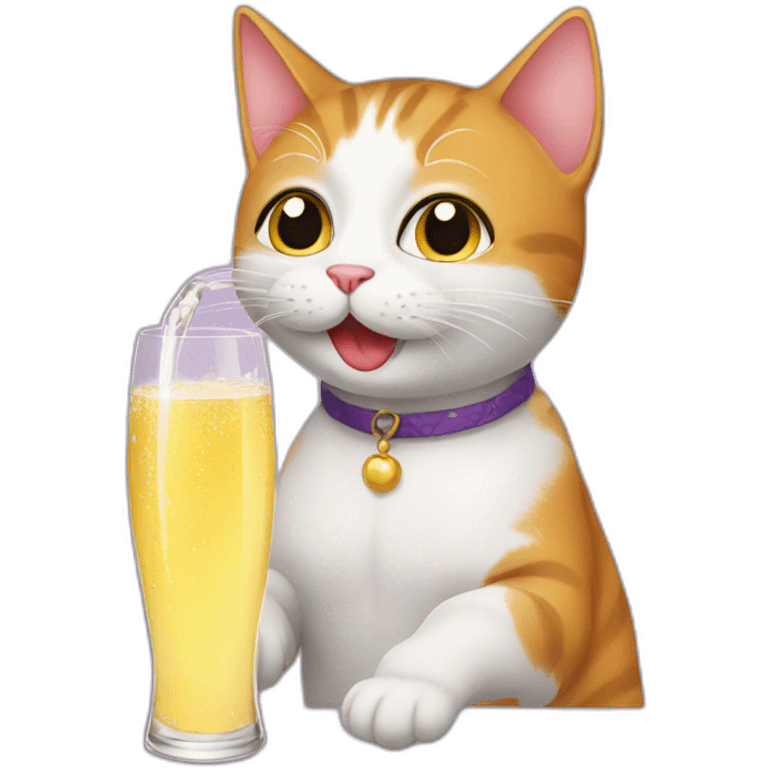 CAT sipping champagne emoji