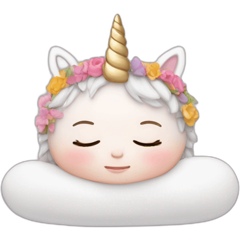 Sleeping white Newborn with unicorn headband emoji