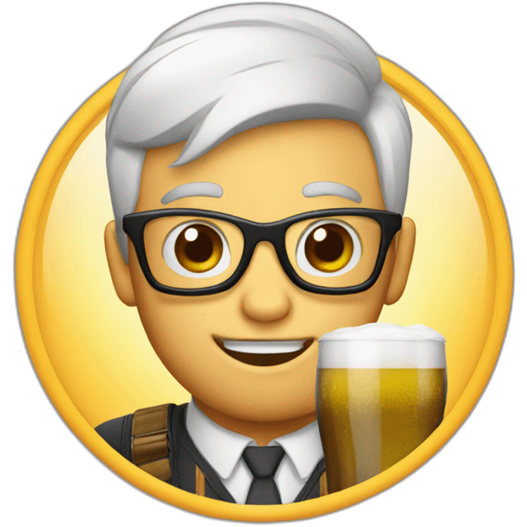 nerd drink a beer emoji