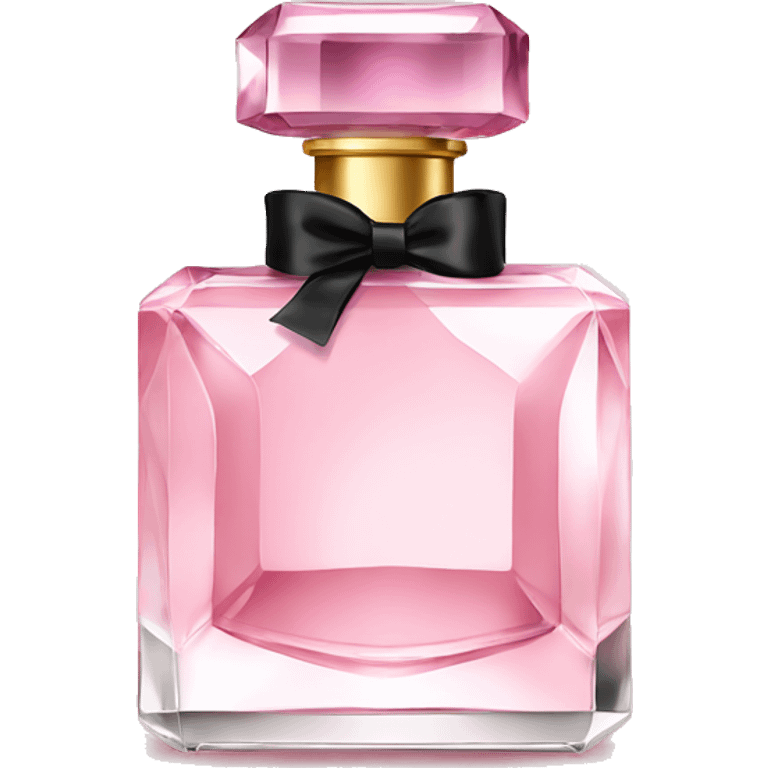 light pink crystal perfume bottle with black ribbon display emoji