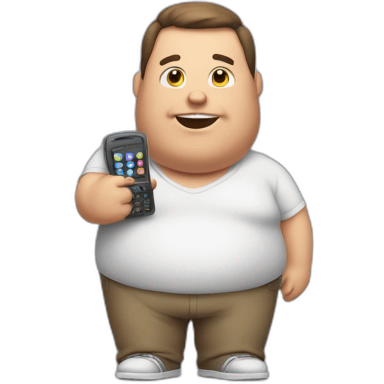 fat guy playing phone emoji