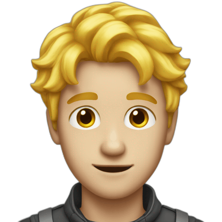 A young man with yellow hair and red cheeks emoji