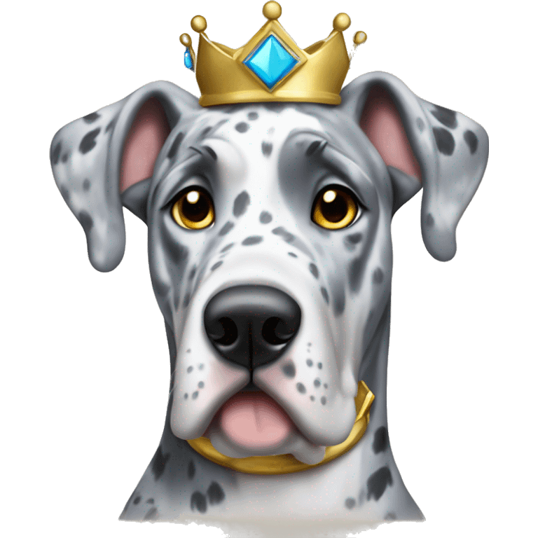 Blue Merle Great dane wearing gold crown emoji