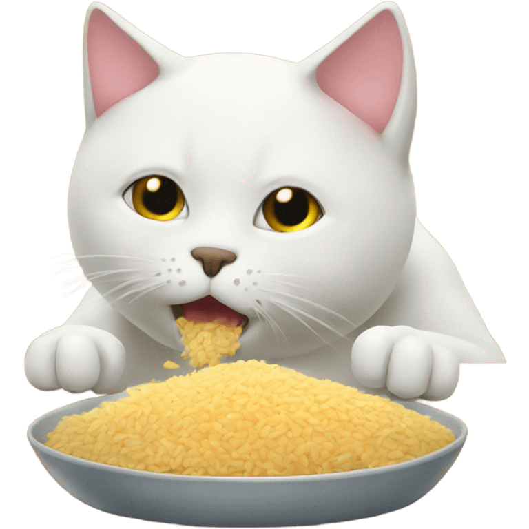 Un gato comiendo arroz emoji