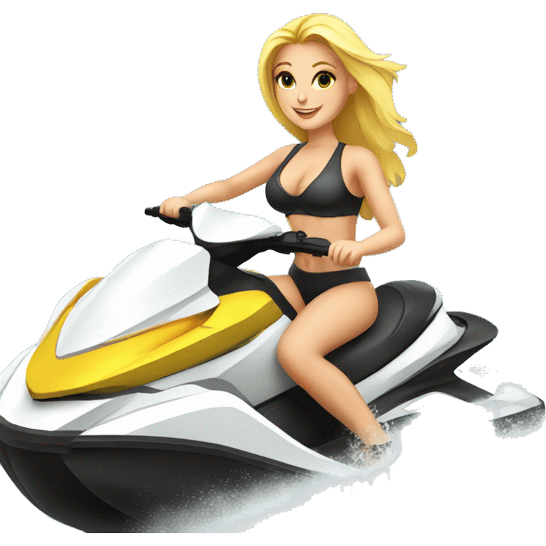 Blonde girl on jet ski at lake emoji