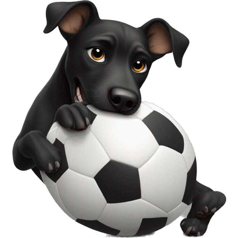 Black dog playing football emoji