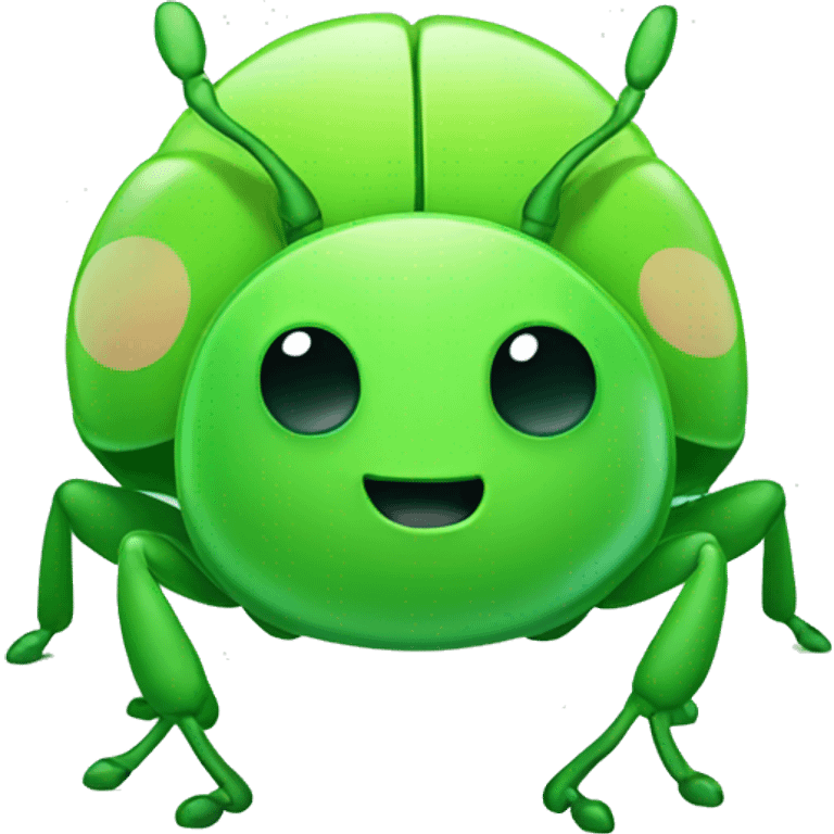 Green cute kawaii bug thinking emoji