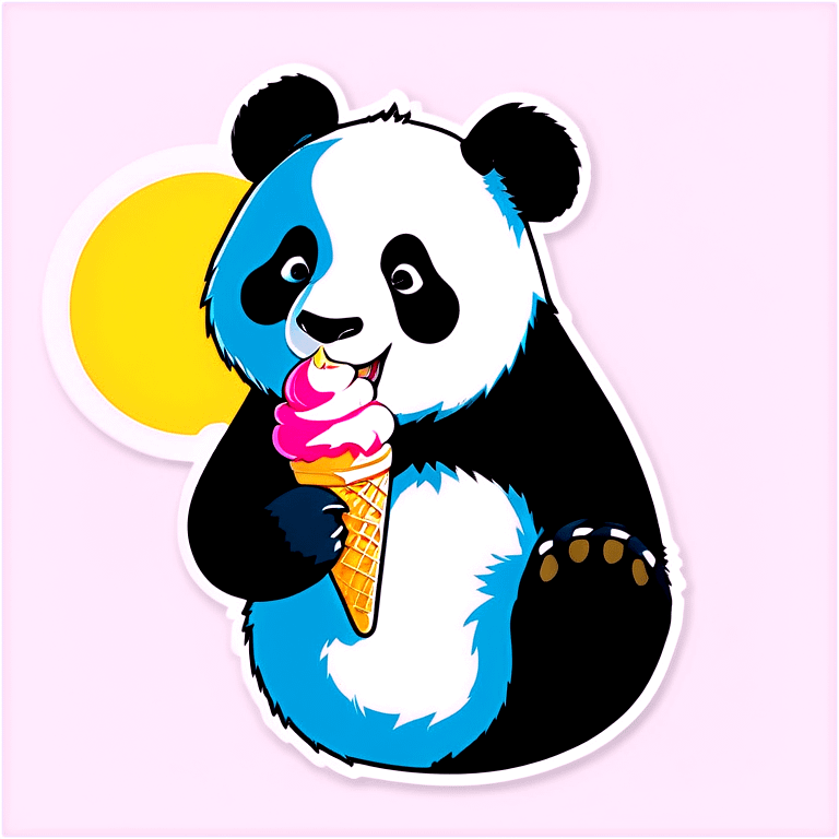 Panda eating ice cream emoji