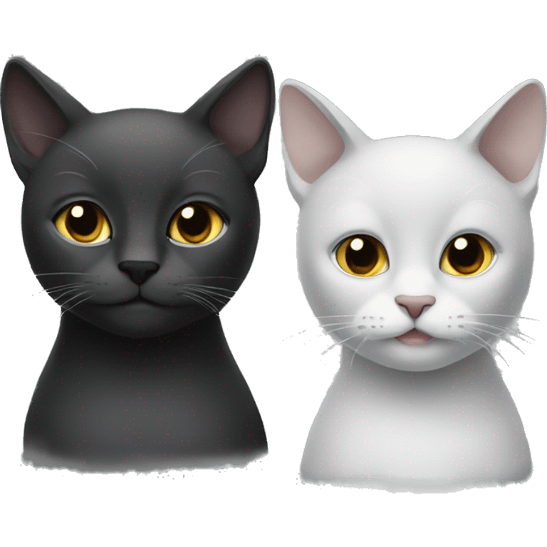 2 cats, 1 grey and 1 black emoji