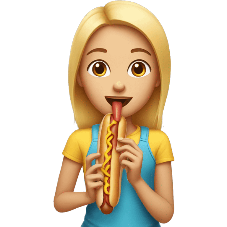 Girl eating hot dog  emoji