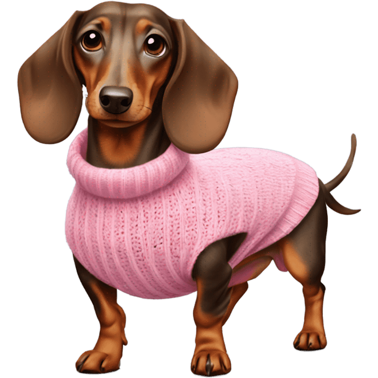 Dapple dachshund wearing pink sweater emoji