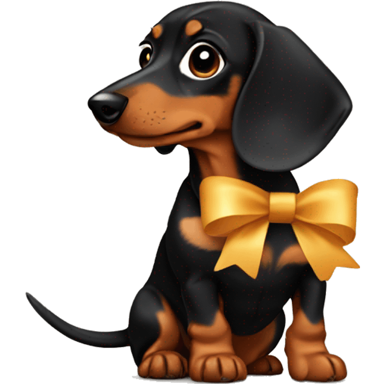 Black and tan dachshund with bow emoji