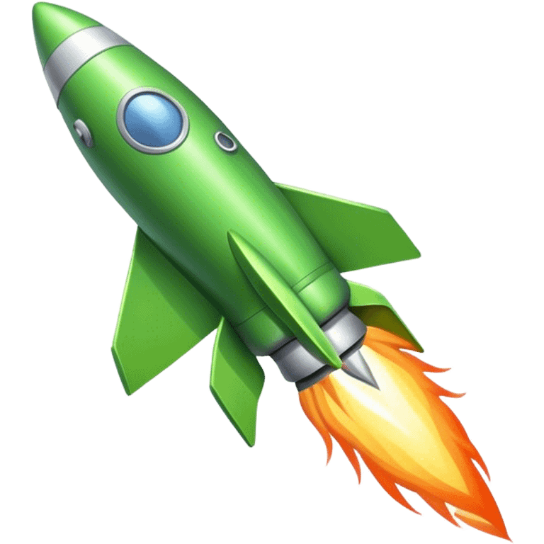 Cinematic realistic 3d green rocket emoji