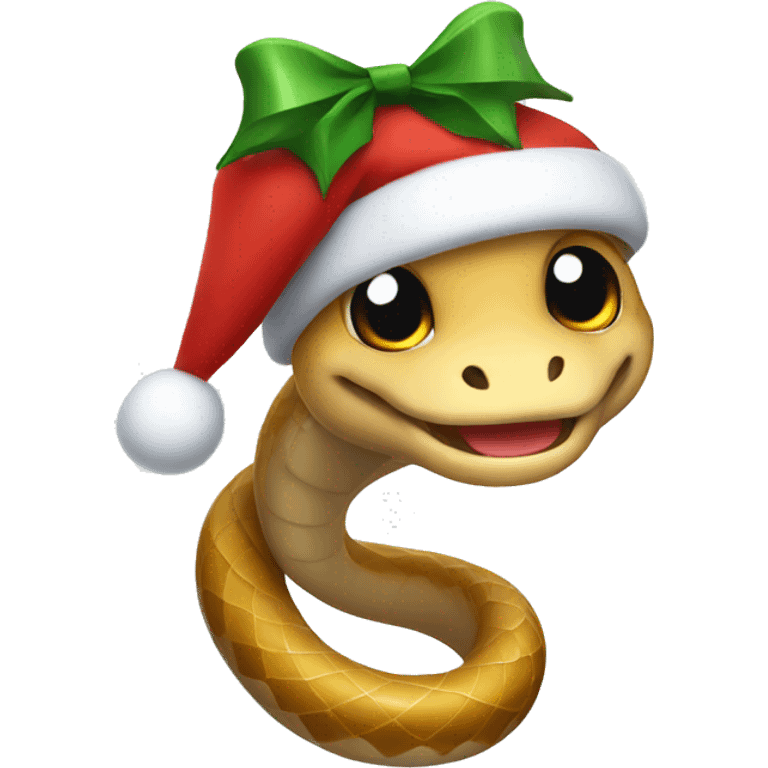 cute snake in a Christmas cap emoji