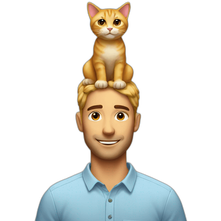 man with cat on top of his head emoji