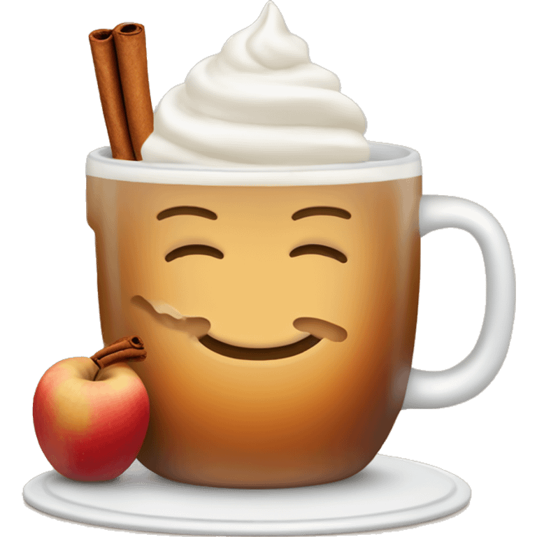 hot apple cider with cinnamon stick and whipped cream emoji