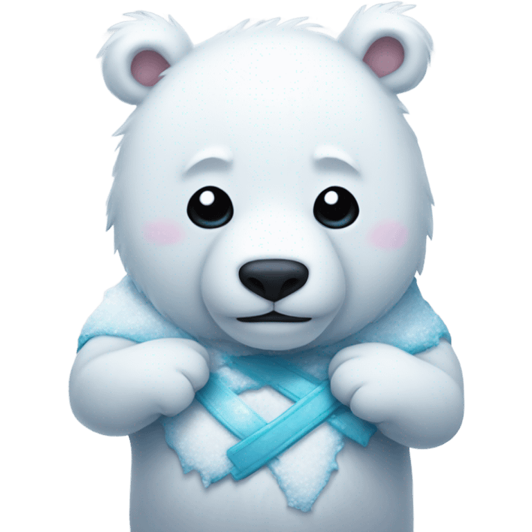 Ice bear with snowrabit in arms emoji