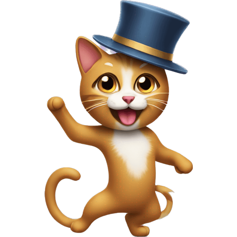 Cat wearing hat and dancing with dog  emoji