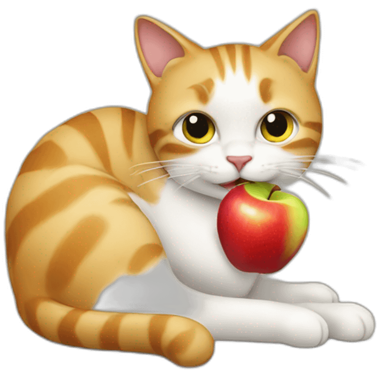 cat eating apple emoji