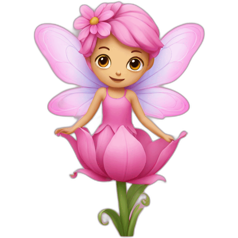 Pink fairy on a flower emoji