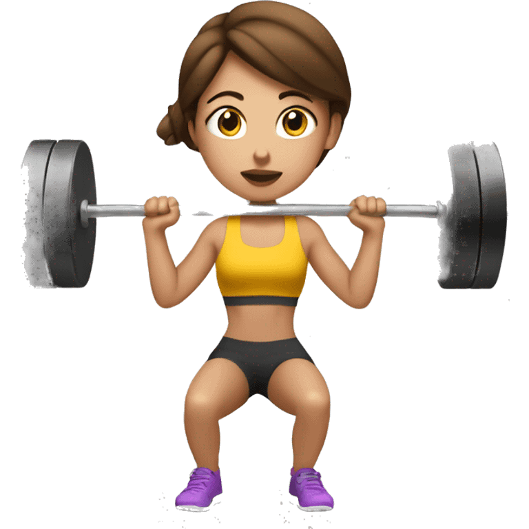 A girl with brown hair doing a barbell bench press exercise  emoji