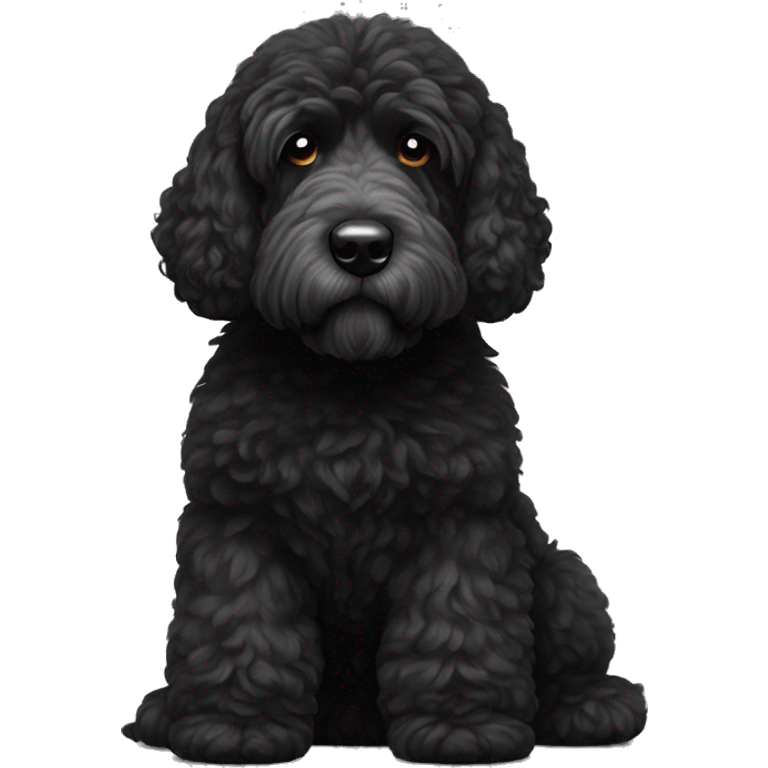 completely black with white tiny spot on head portuguese water dog emoji