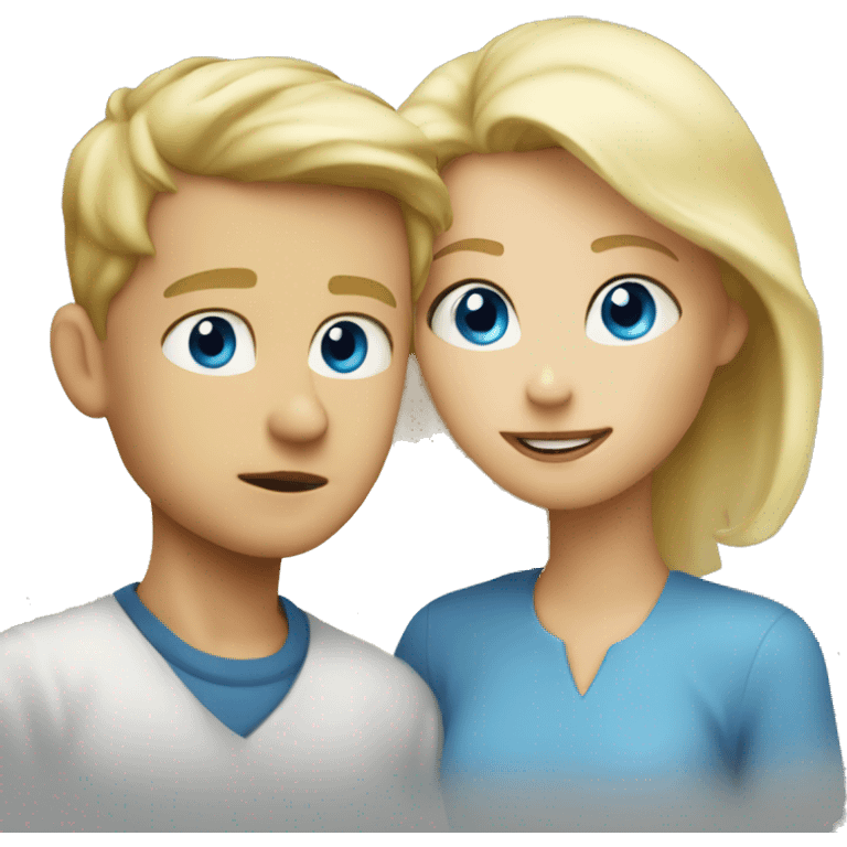 blonde blue eye boy looking at blond blue eyed mom emoji