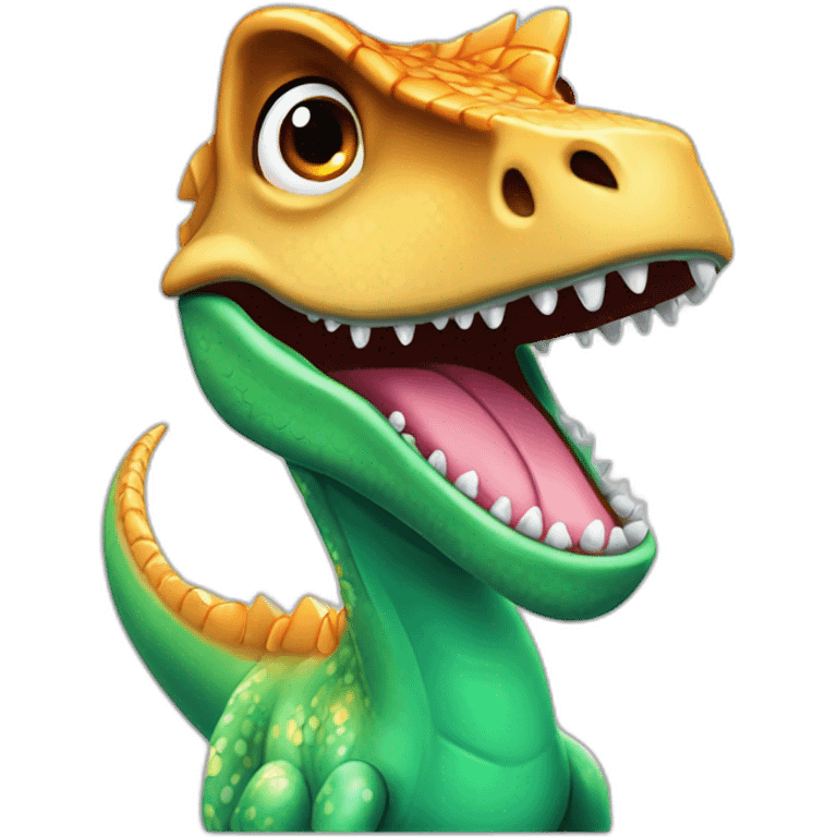 Dinosaurio con un cadena de diamantes en el cuello emoji