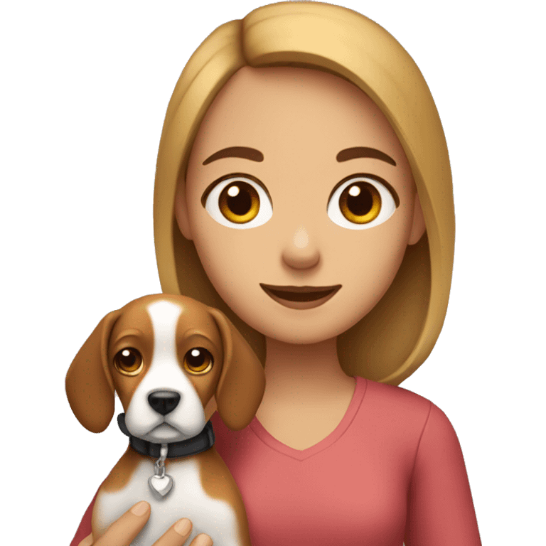 A girl holding a beagle emoji